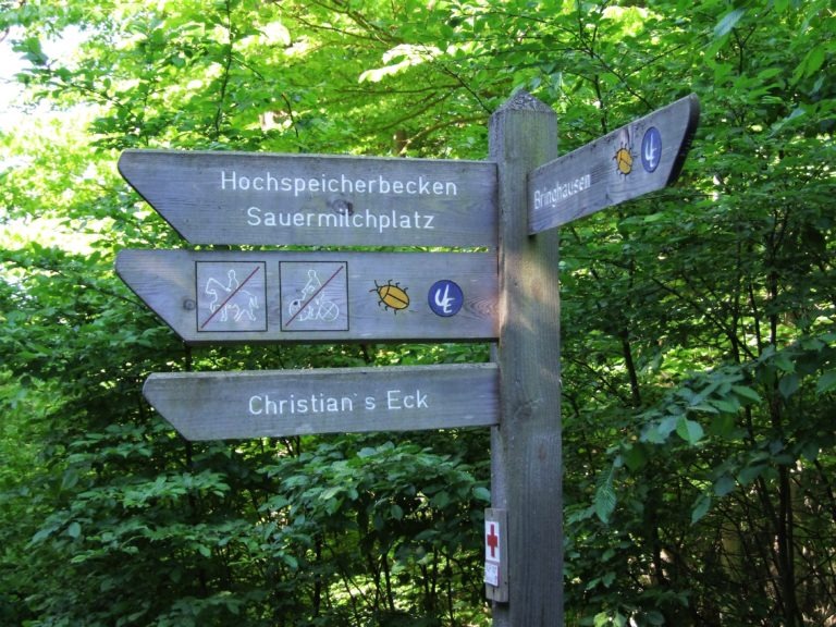 nationalpark_wegweiser_im_nationalpark In der Nähe von Bringhausen: Ein Wegweiser im Nationalpark. (Foto: Uli Klein)